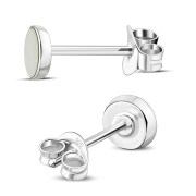 Mother Of Pearl Shell Round Sterling Silver Stud Earrings, e440st